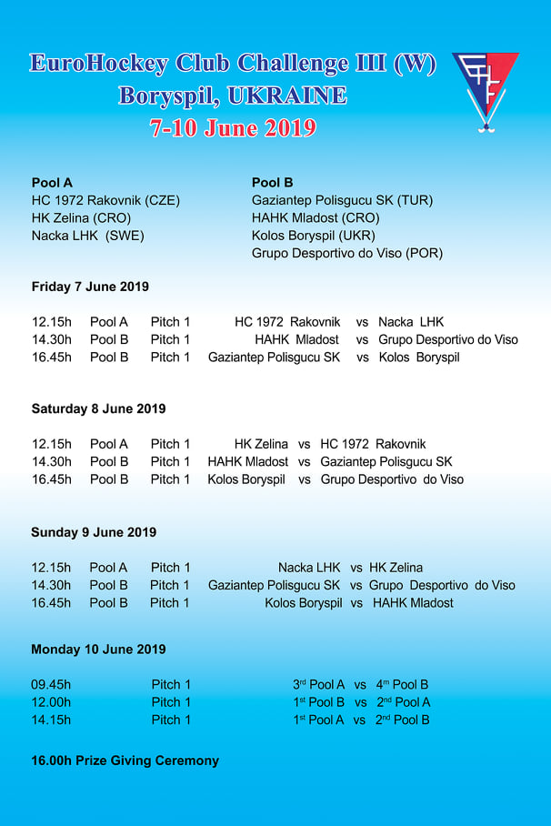 Кубок європейських чемпіонів «Челенджер» з хокею на траві. Афіша