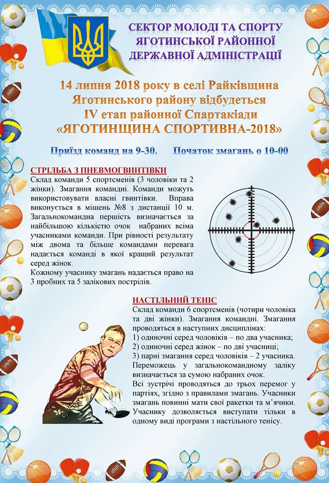 Спартакіада "Яготинщина спортивна". Афіша